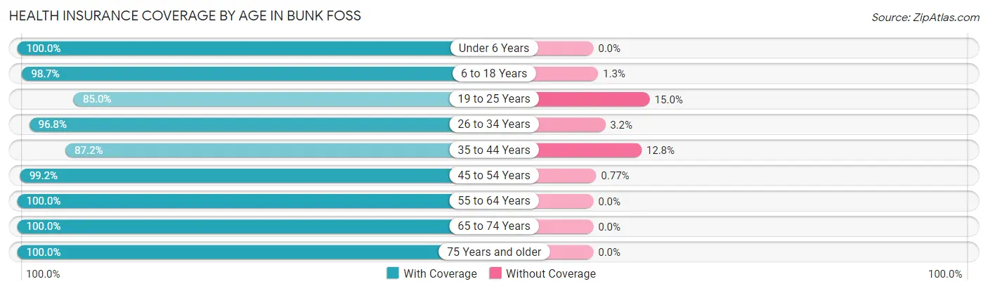Health Insurance Coverage by Age in Bunk Foss