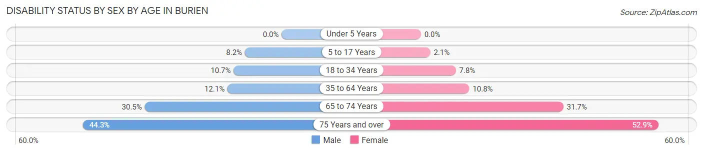 Disability Status by Sex by Age in Burien