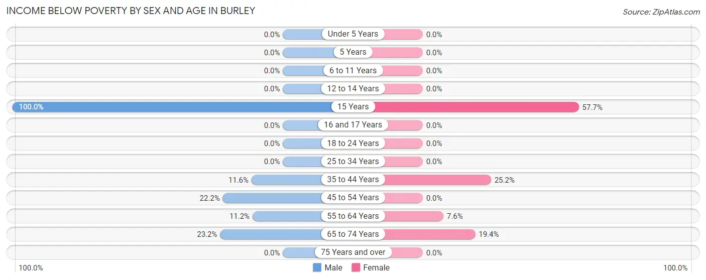 Income Below Poverty by Sex and Age in Burley