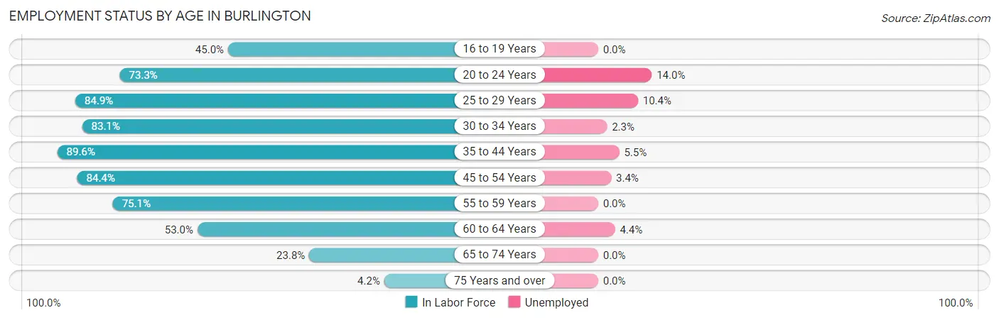 Employment Status by Age in Burlington