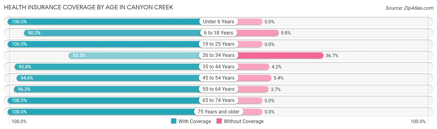 Health Insurance Coverage by Age in Canyon Creek