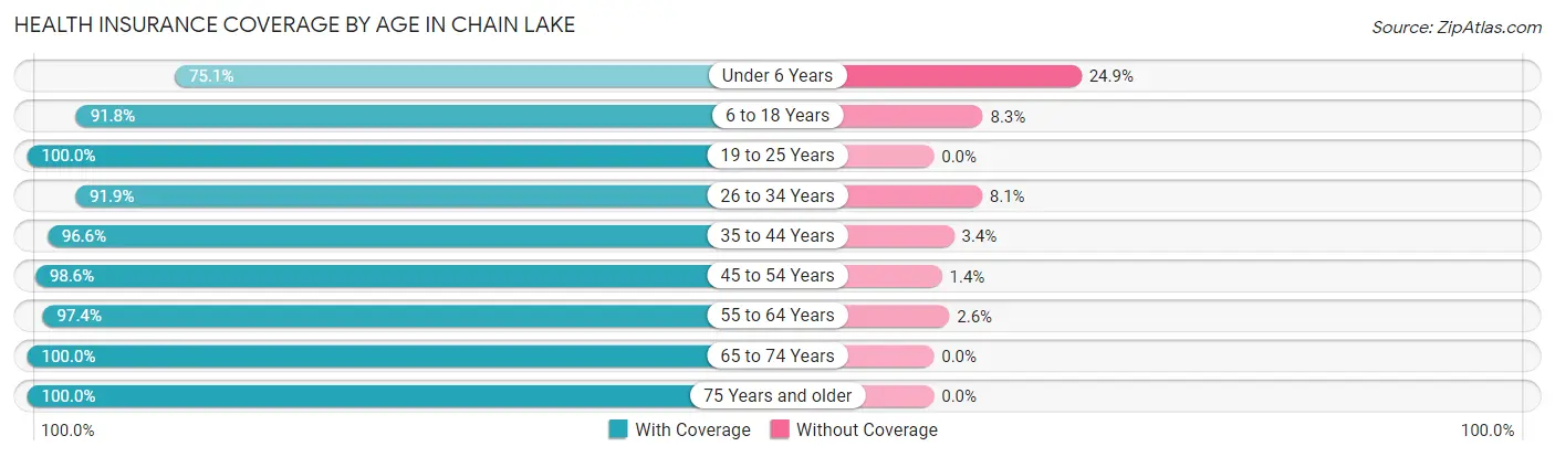 Health Insurance Coverage by Age in Chain Lake