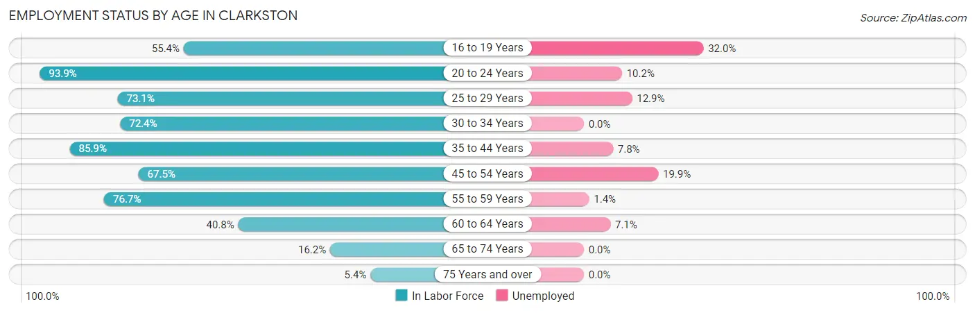 Employment Status by Age in Clarkston