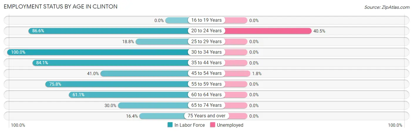 Employment Status by Age in Clinton