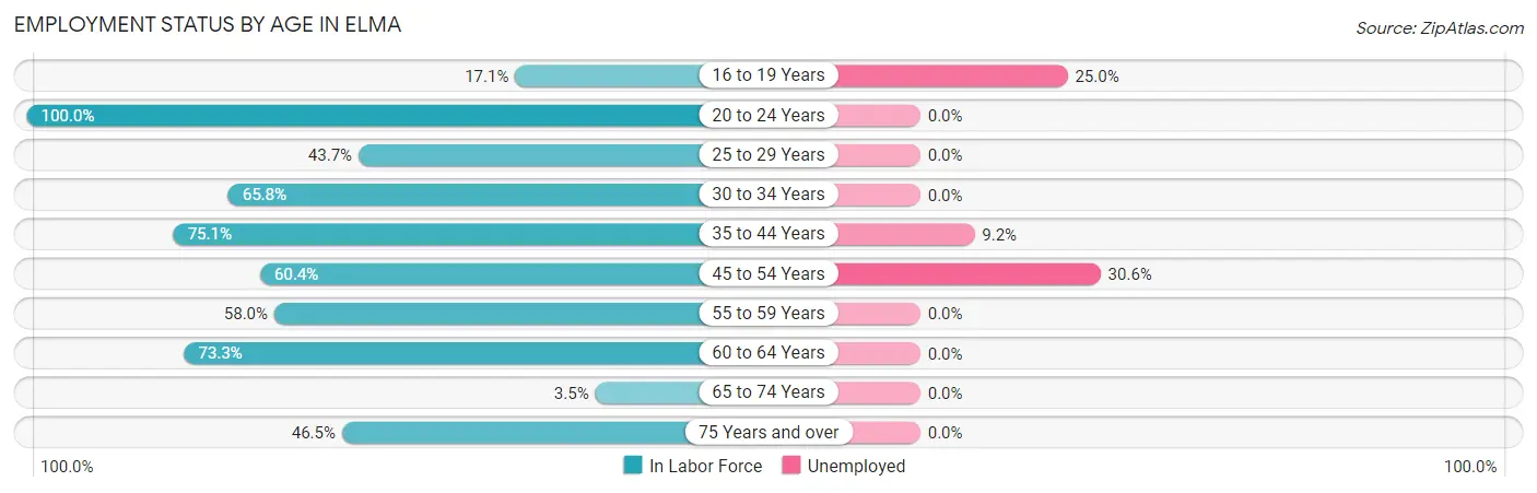 Employment Status by Age in Elma