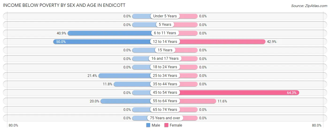 Income Below Poverty by Sex and Age in Endicott