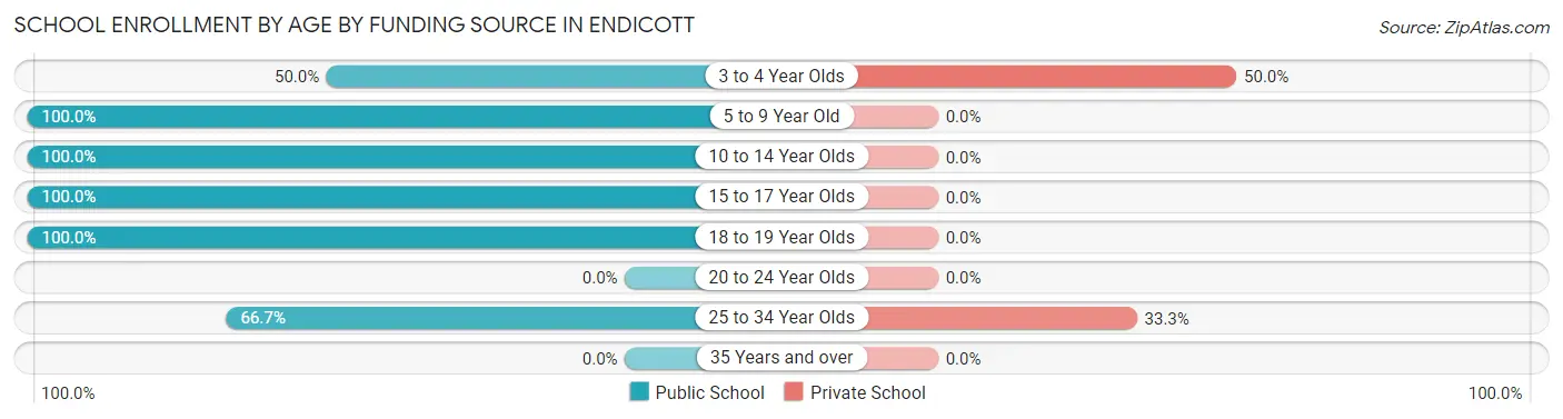 School Enrollment by Age by Funding Source in Endicott