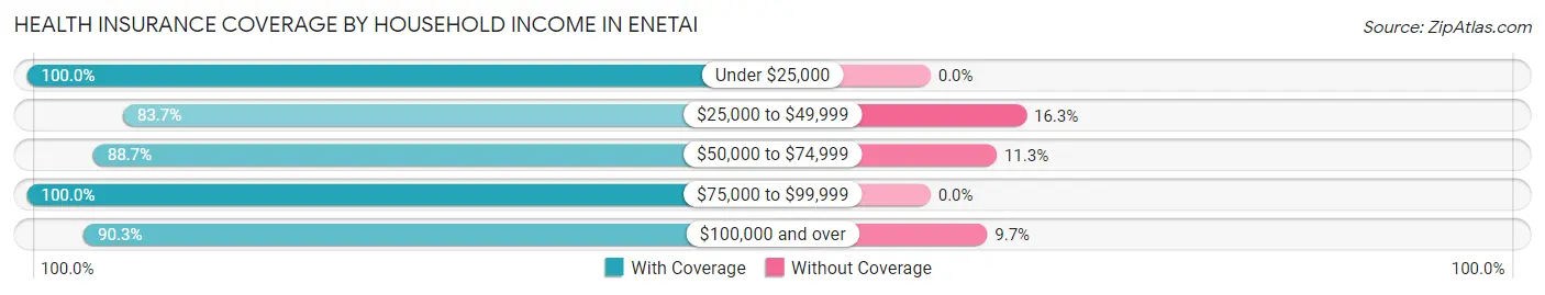 Health Insurance Coverage by Household Income in Enetai