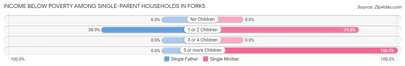 Income Below Poverty Among Single-Parent Households in Forks