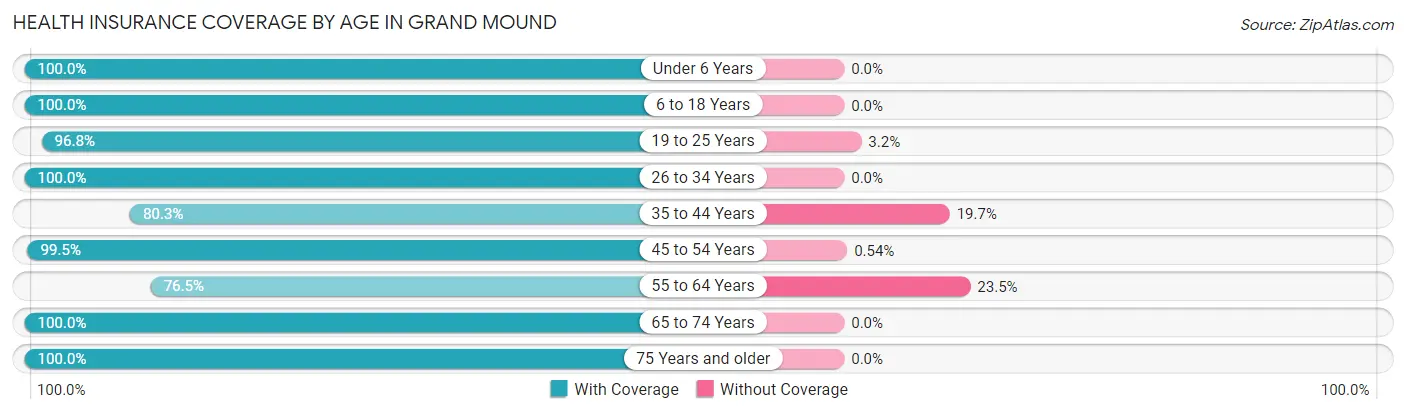 Health Insurance Coverage by Age in Grand Mound