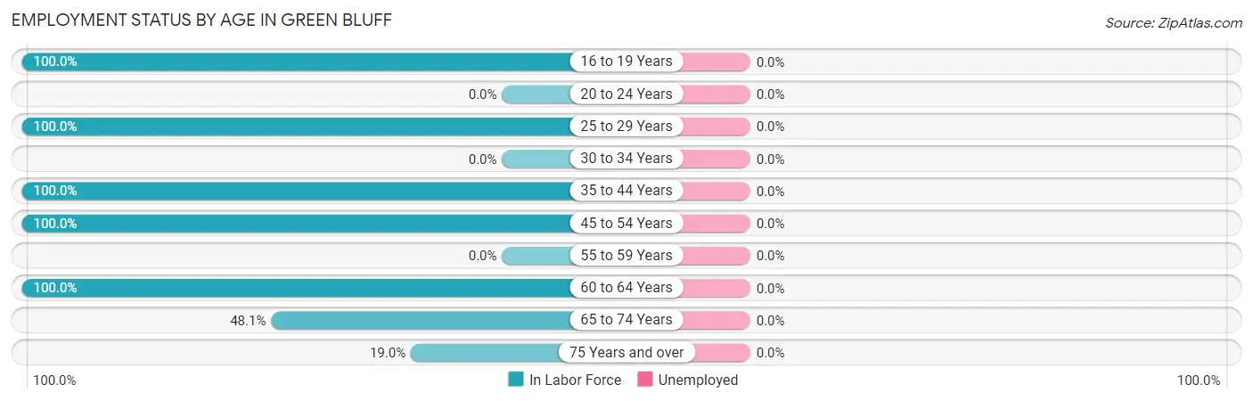 Employment Status by Age in Green Bluff