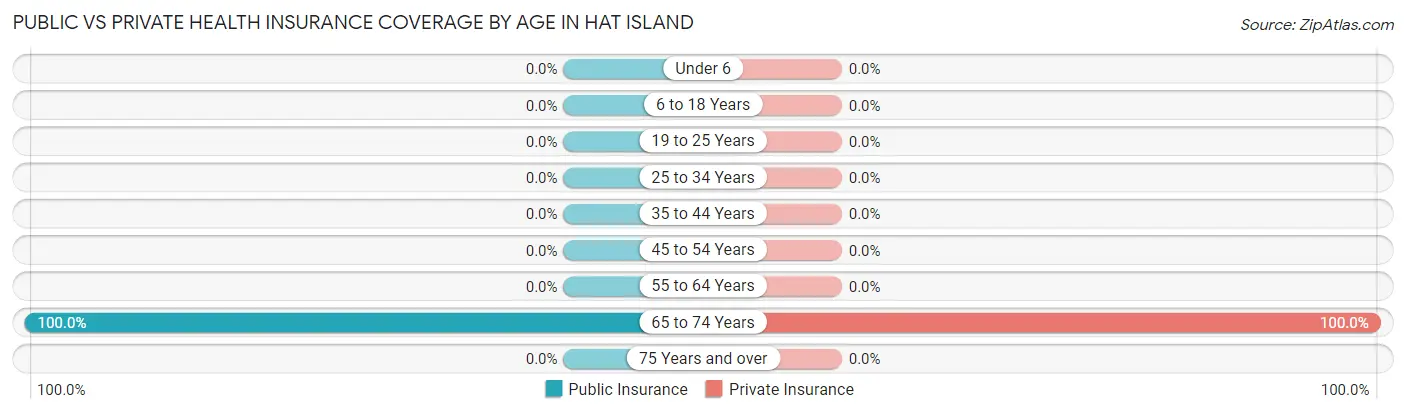 Public vs Private Health Insurance Coverage by Age in Hat Island
