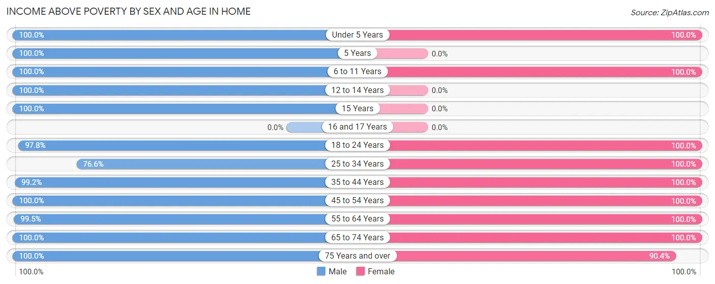 Income Above Poverty by Sex and Age in Home