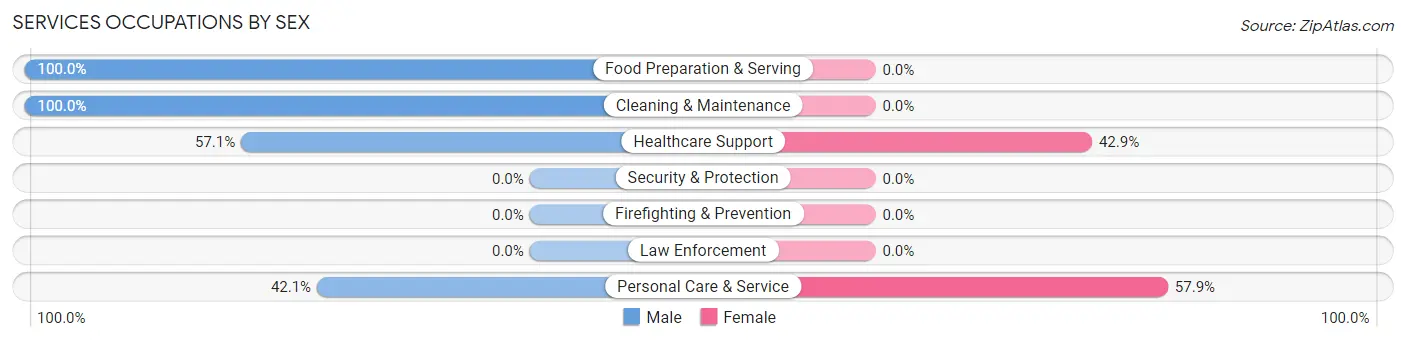 Services Occupations by Sex in Lake Bosworth