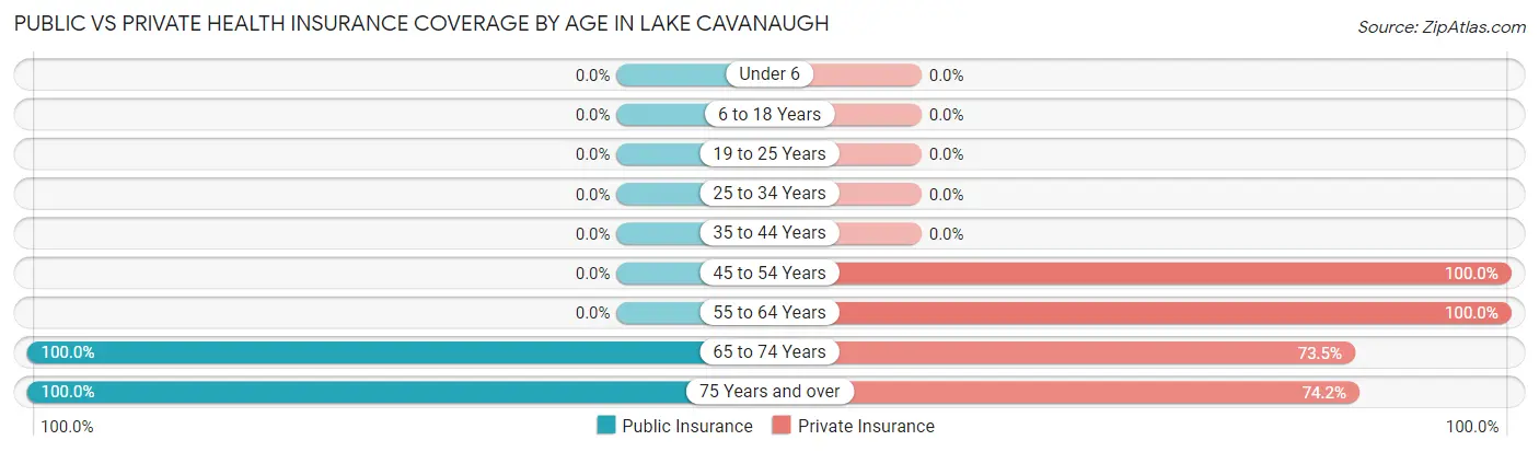 Public vs Private Health Insurance Coverage by Age in Lake Cavanaugh