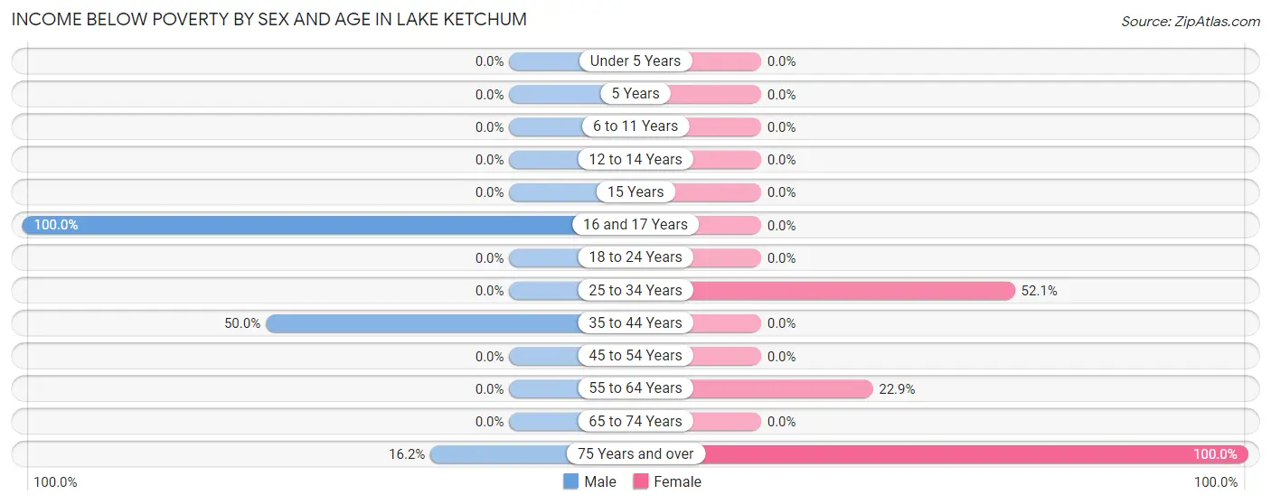 Income Below Poverty by Sex and Age in Lake Ketchum