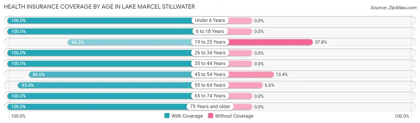 Health Insurance Coverage by Age in Lake Marcel Stillwater