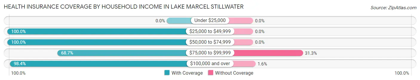 Health Insurance Coverage by Household Income in Lake Marcel Stillwater