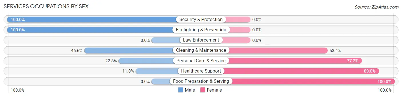 Services Occupations by Sex in Lake Shore