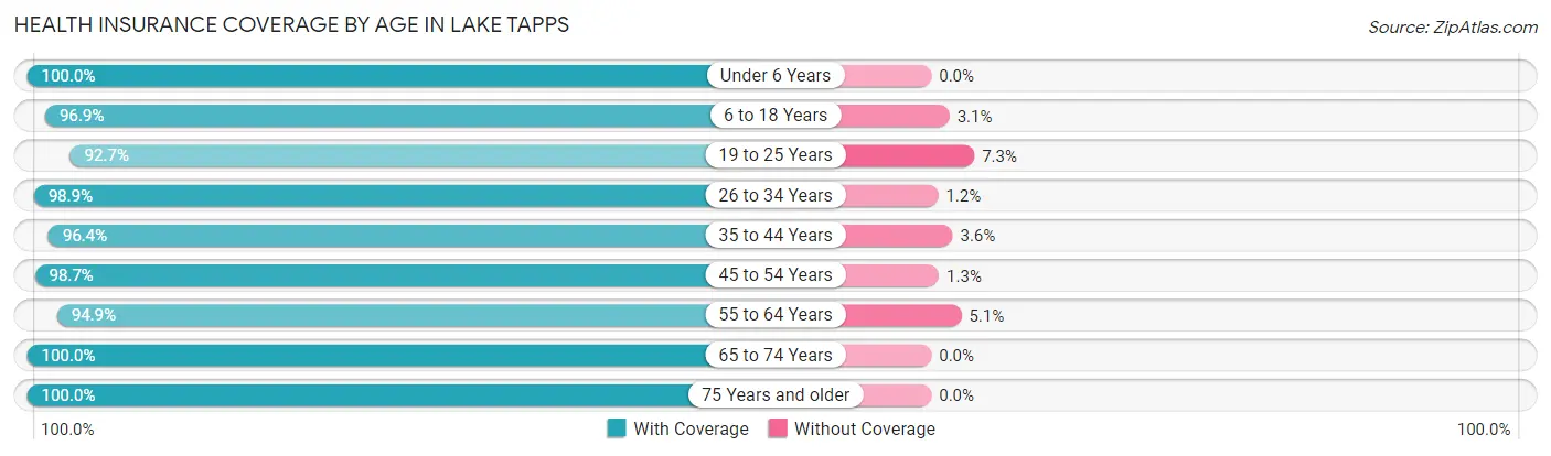 Health Insurance Coverage by Age in Lake Tapps