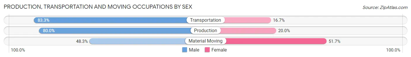 Production, Transportation and Moving Occupations by Sex in Lakeland North