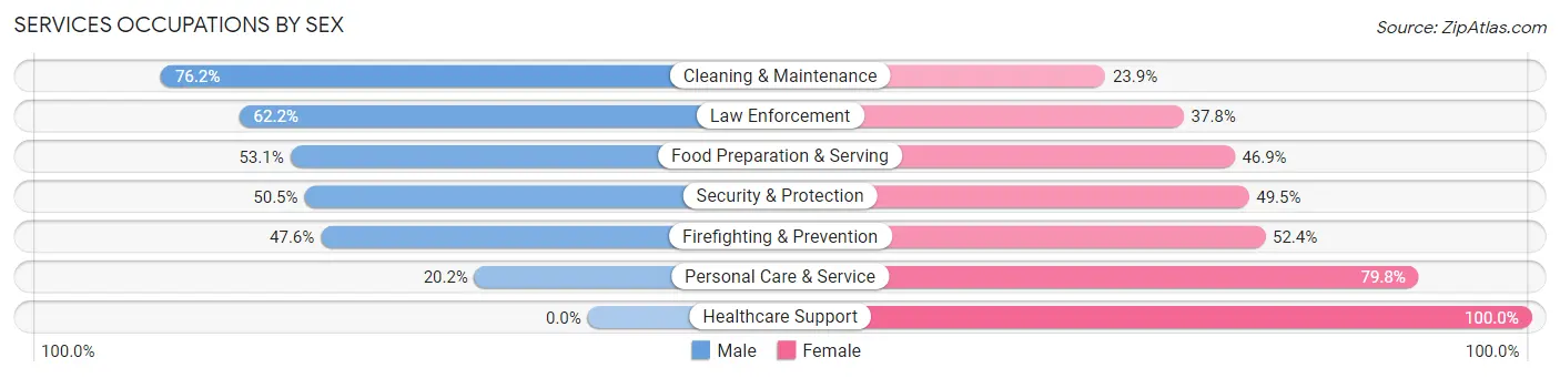 Services Occupations by Sex in Lakeland South