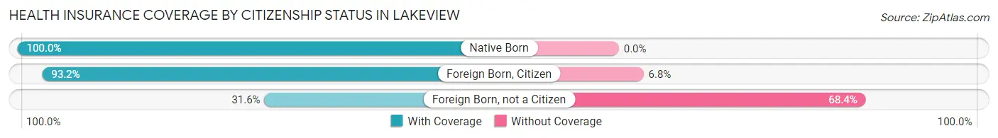Health Insurance Coverage by Citizenship Status in Lakeview