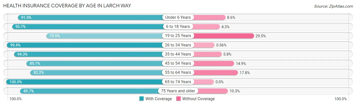 Health Insurance Coverage by Age in Larch Way
