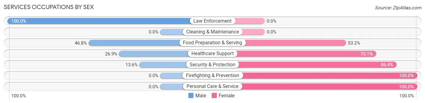 Services Occupations by Sex in Longview Heights