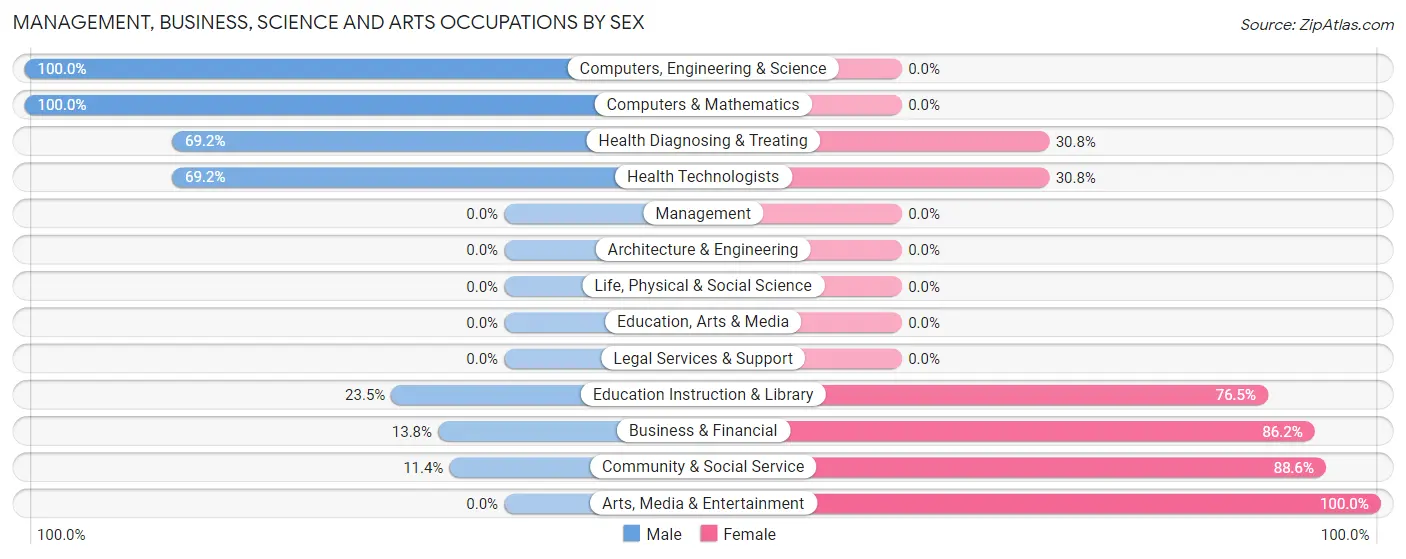 Management, Business, Science and Arts Occupations by Sex in Loon Lake