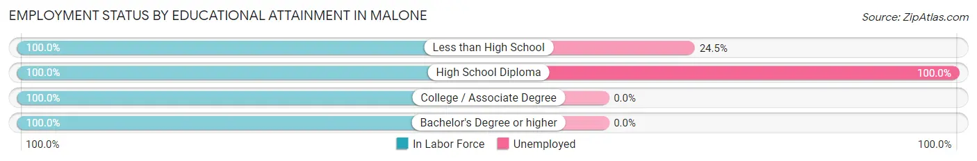 Employment Status by Educational Attainment in Malone