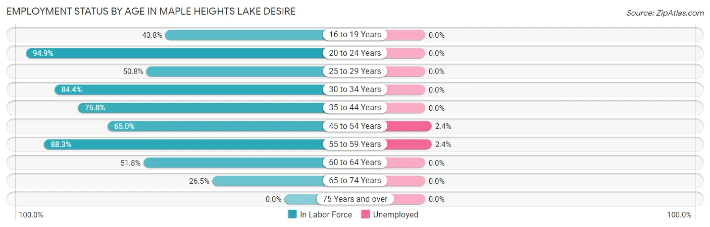 Employment Status by Age in Maple Heights Lake Desire