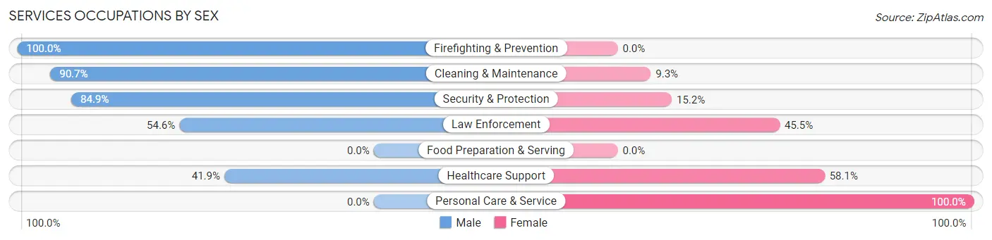 Services Occupations by Sex in Maplewood