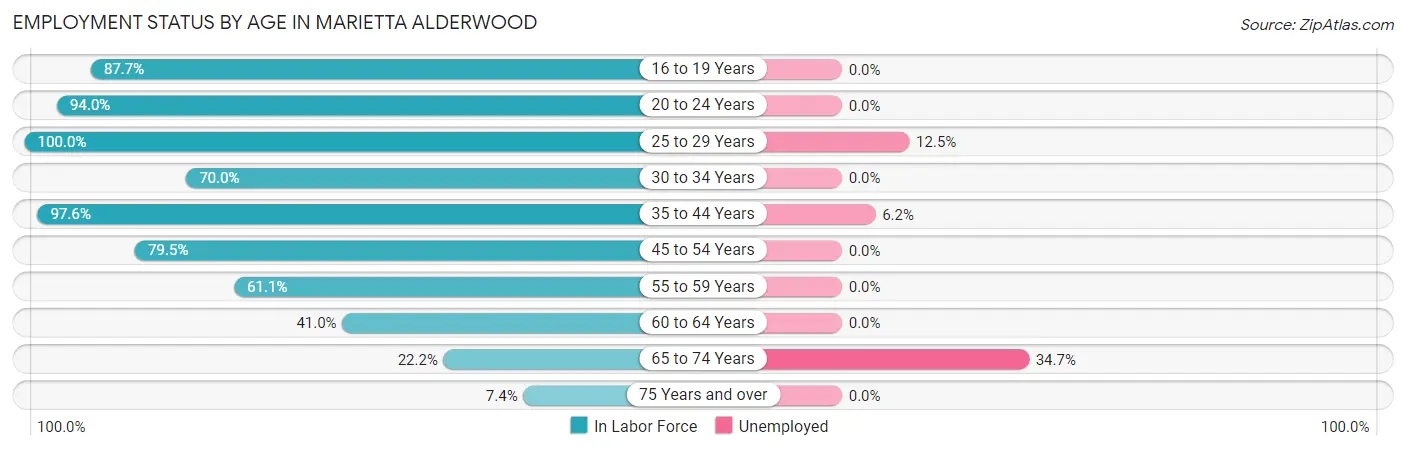 Employment Status by Age in Marietta Alderwood