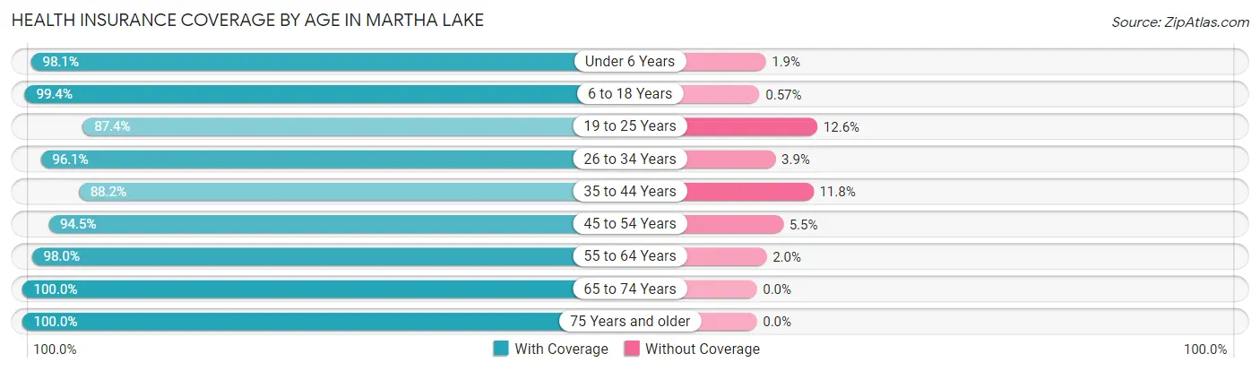 Health Insurance Coverage by Age in Martha Lake
