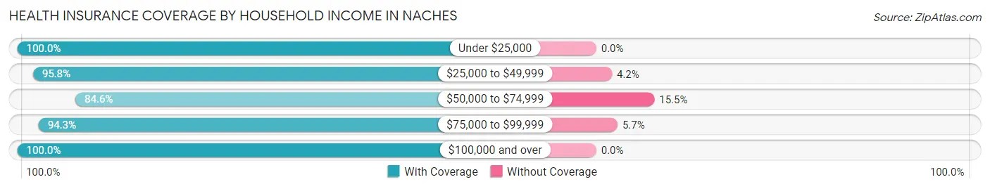 Health Insurance Coverage by Household Income in Naches