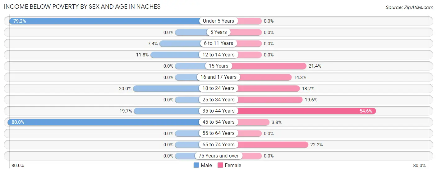 Income Below Poverty by Sex and Age in Naches