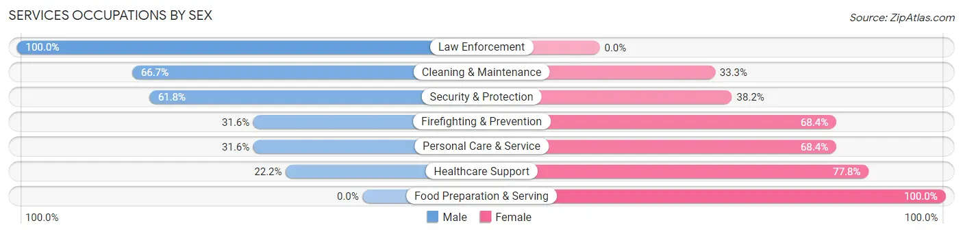 Services Occupations by Sex in Nooksack