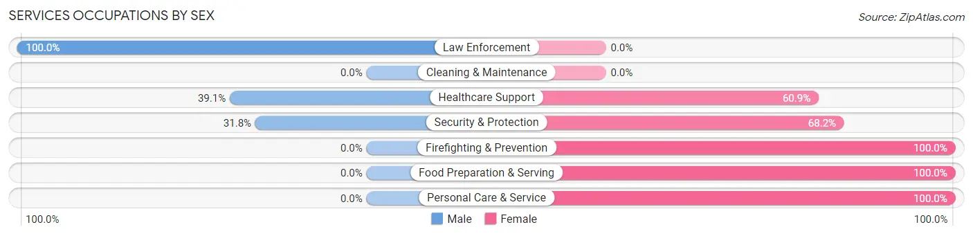 Services Occupations by Sex in North Fort Lewis