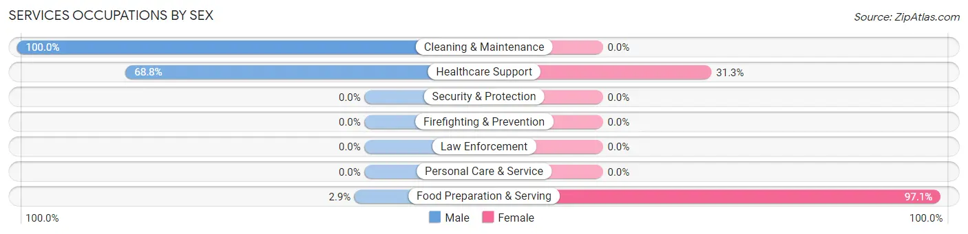 Services Occupations by Sex in North Puyallup