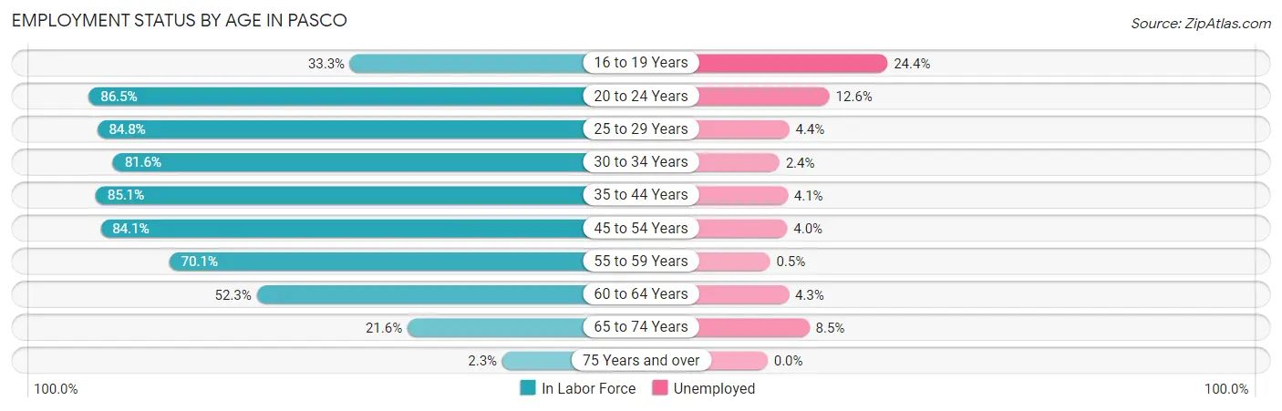 Employment Status by Age in Pasco