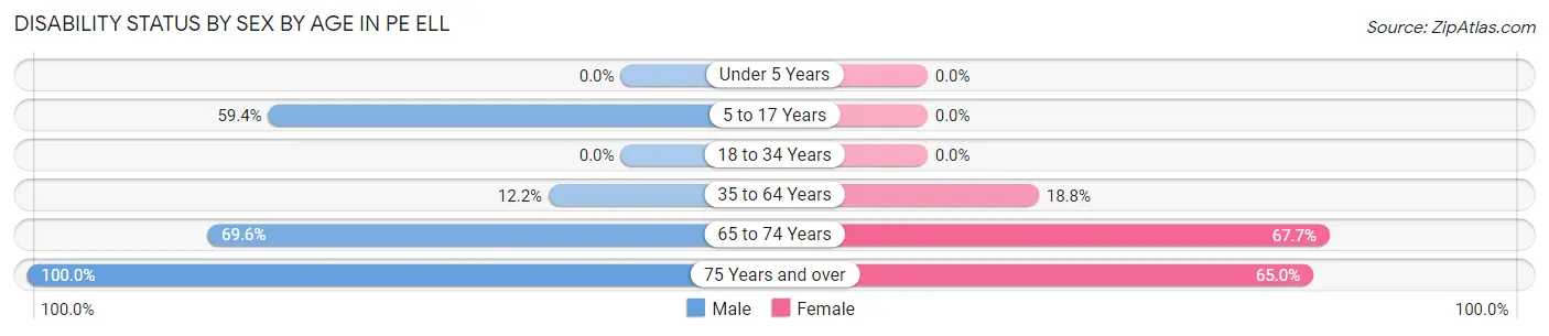 Disability Status by Sex by Age in Pe Ell