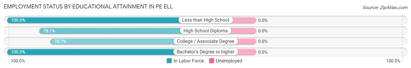 Employment Status by Educational Attainment in Pe Ell