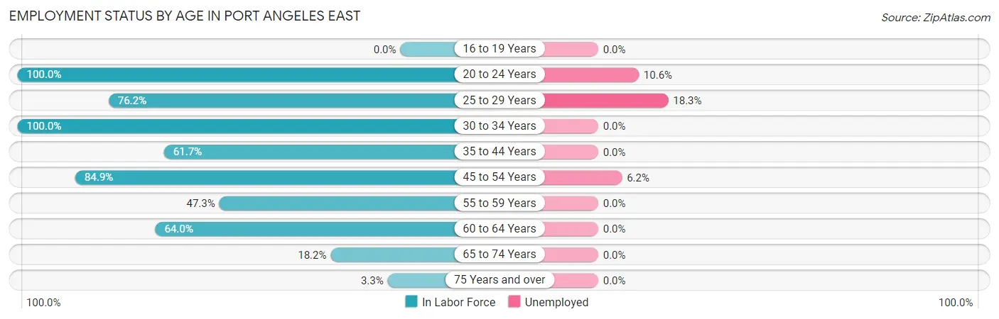 Employment Status by Age in Port Angeles East
