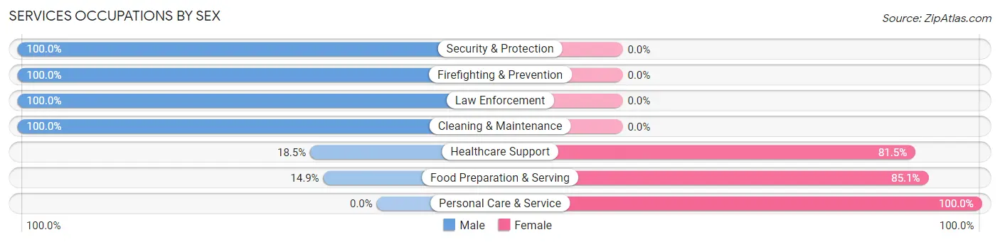 Services Occupations by Sex in Port Angeles East