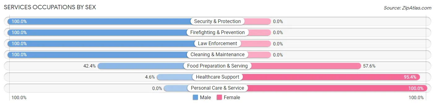 Services Occupations by Sex in Prairie Heights