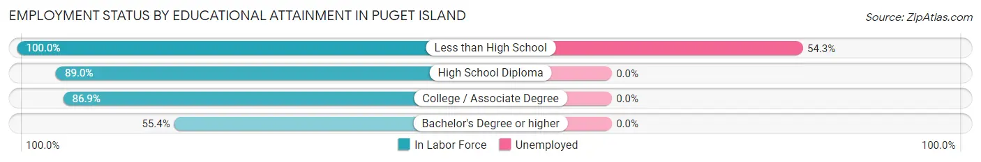 Employment Status by Educational Attainment in Puget Island