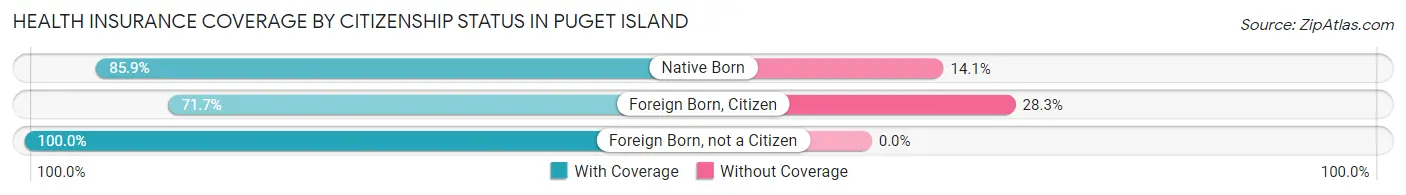 Health Insurance Coverage by Citizenship Status in Puget Island
