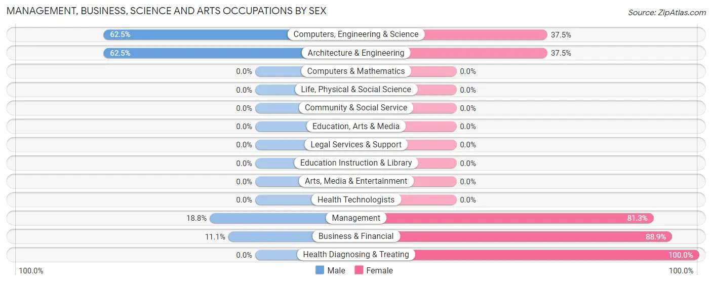 Management, Business, Science and Arts Occupations by Sex in Puget Island