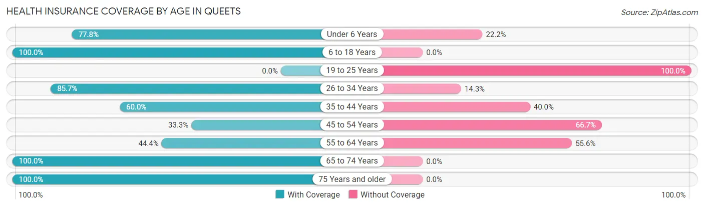 Health Insurance Coverage by Age in Queets